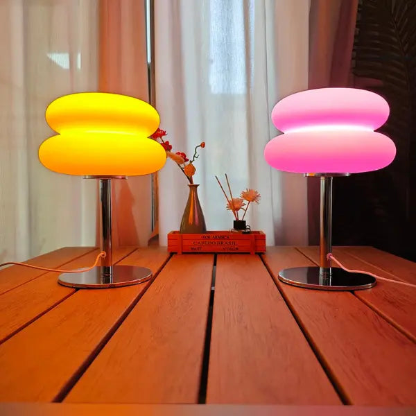 Lampe de table Macaron en verre rose et orange
