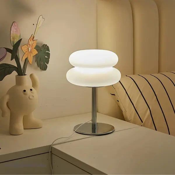 Lampe de table Macaron en verre blanc