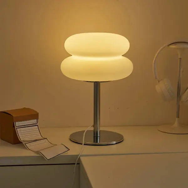 Lampe de table Macaron en verre blanc