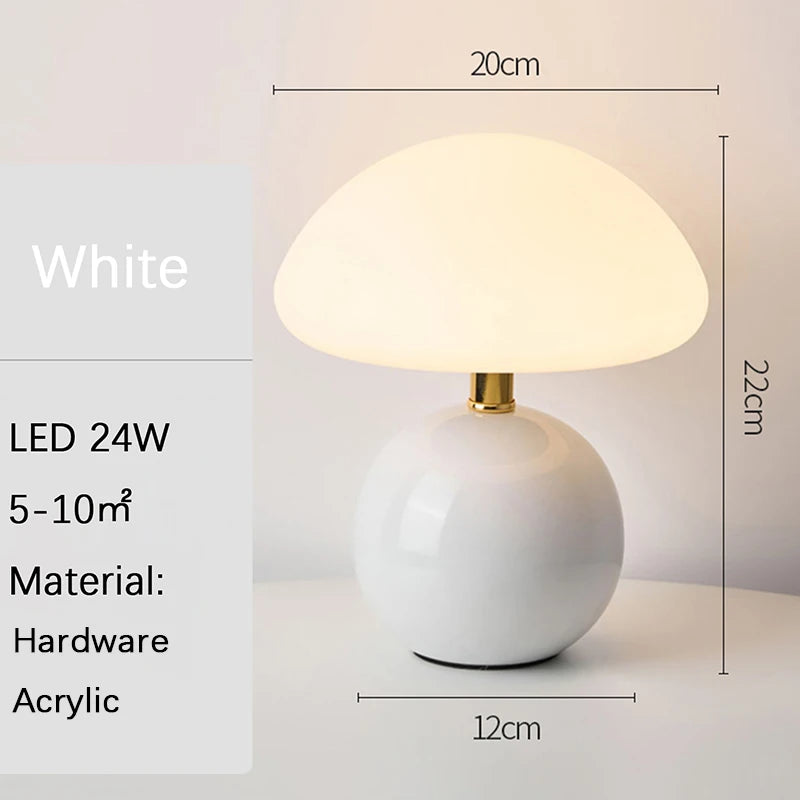 Lampe de table à prise USB champignon rose/orange/rouge/blanc/jaune, lumière d'ambiance, bureau, luminaire de chevet, éclairage décoratif pour la maison