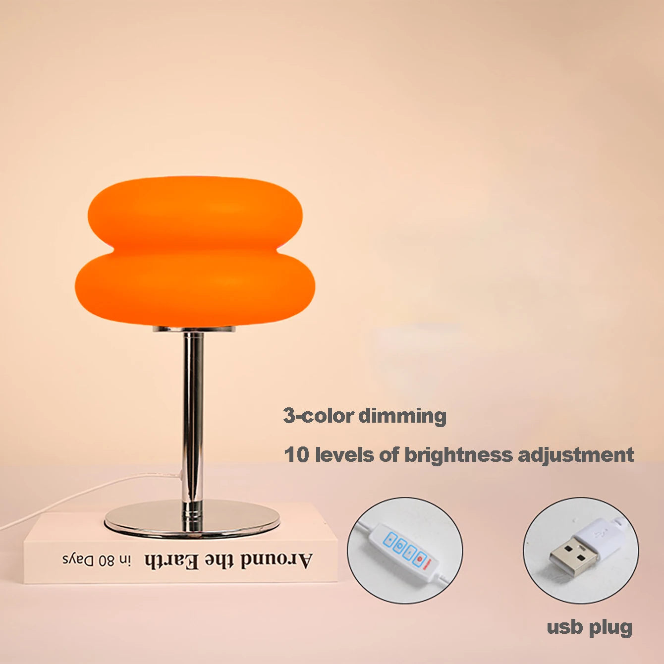 Lampe de table Macaron en verre rose et orange