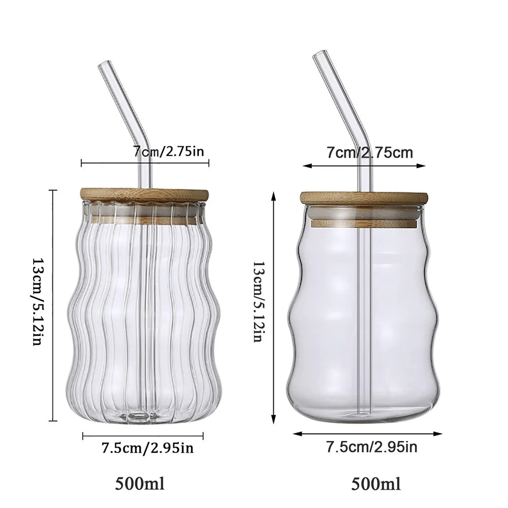 1 tasse en verre de 530 ml, verre à eau à rayures, résistant à la chaleur, idéal pour le thé, le jus, le lait, le café, pour les fêtes
