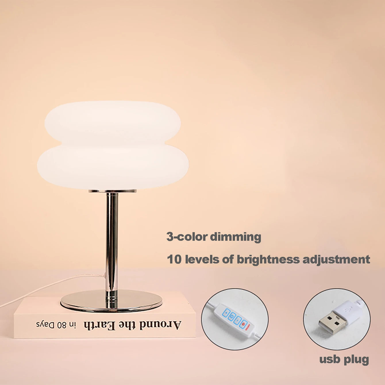 Lampe de table Macaron en verre blanc