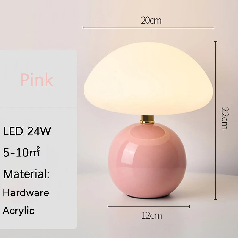 Lampe de table Champignon Rose, Rouge et Orange