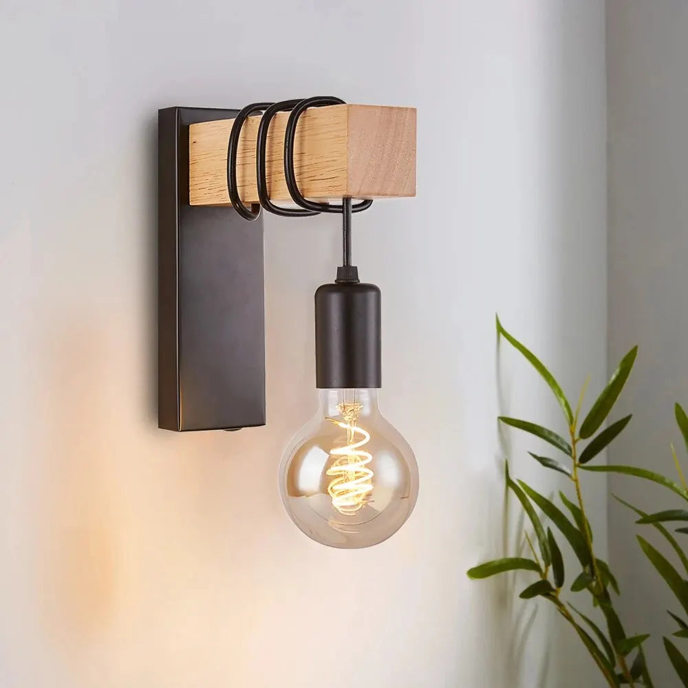 Iluminación de pared retro de madera