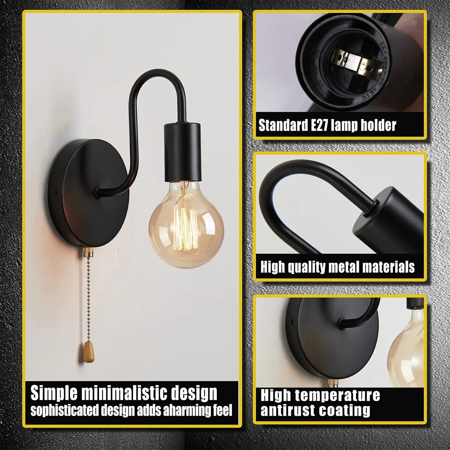 Iluminación de pared industrial nórdica