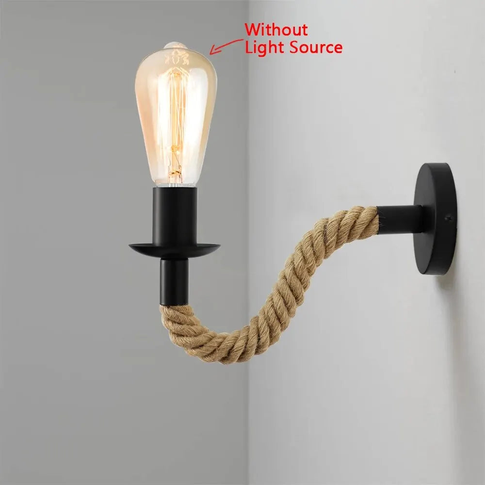 Iluminación de pared con diseño retro vintage de cuerda de cáñamo