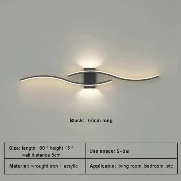 Applique murale LED moderne à longue bande, éclairage décoratif pour fond de télévision, chambre à coucher, salon, maison, éclairage d'intérieur