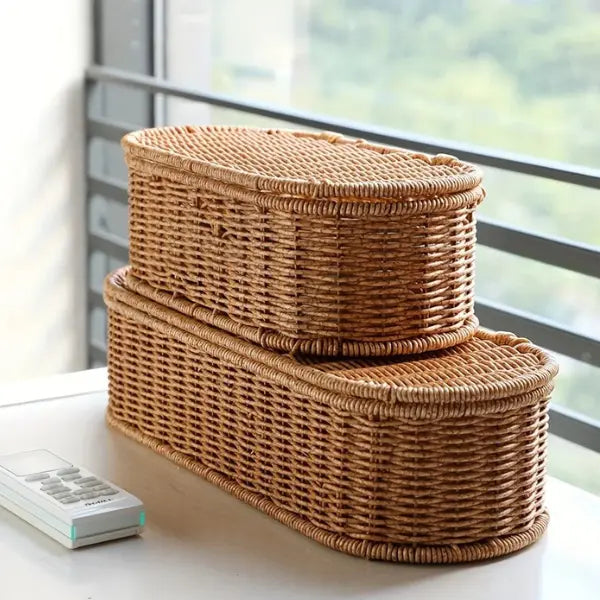 Boîte de rangement tissée décorative pour la maison