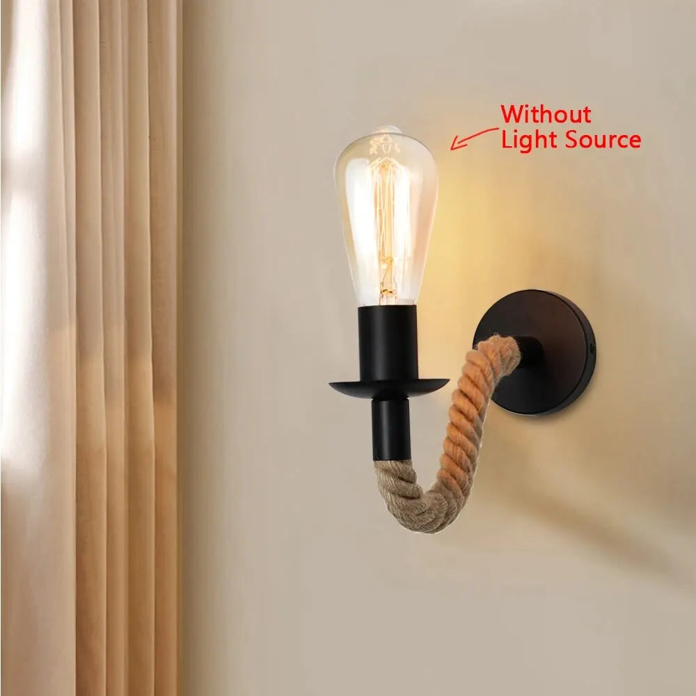 Iluminación de pared con diseño retro vintage de cuerda de cáñamo