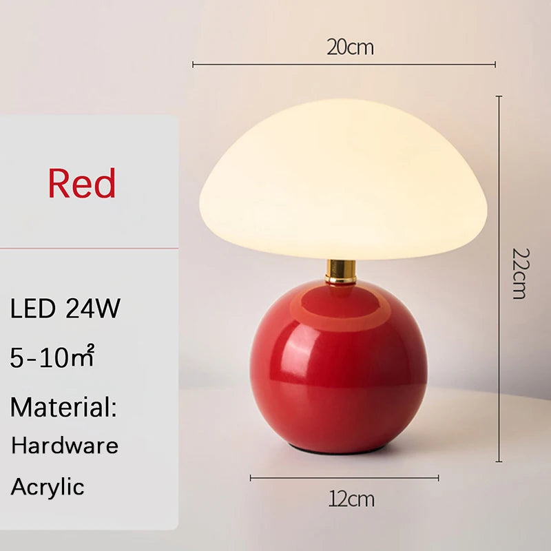 Lampe de table Champignon Rose, Rouge et Orange