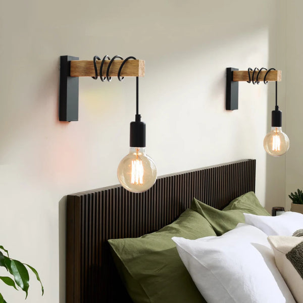 Iluminación de pared retro de madera