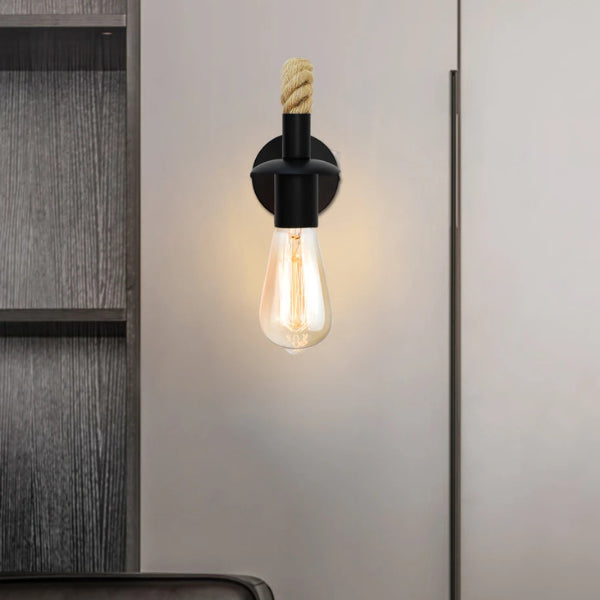 Iluminación de pared con diseño retro vintage de cuerda de cáñamo