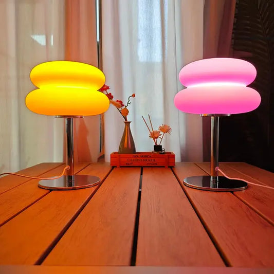 Lampe de table Macaron en verre rose et orange