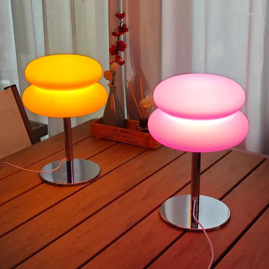 Lampe de table Macaron en verre rose et orange