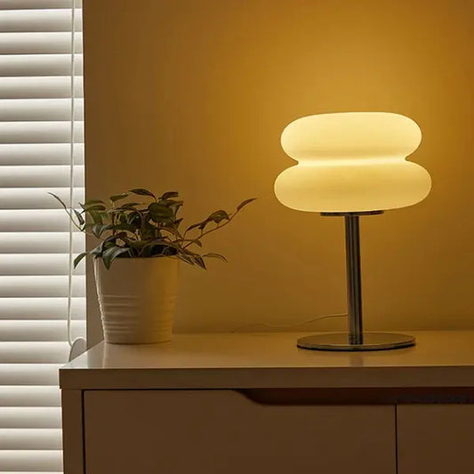 Lampe de table Macaron en verre blanc